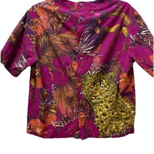 Salvatore Ferragamo Jungle Print Shirt - Purple and Orange
